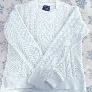 Abercrombie & Fitch White Chunky Cable Sweater